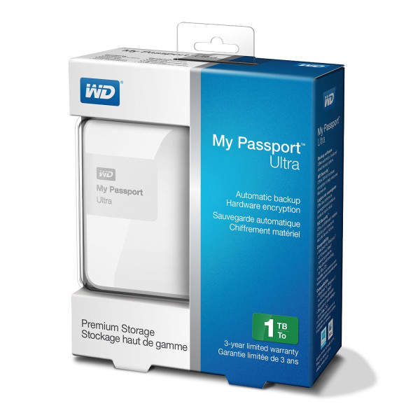 НЖМД WD 2.5 USB 3.0 1TB My Passport Ultra Brilliant White